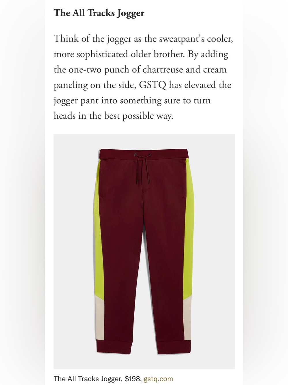 GSTQ The All Tracks Jogger, size medium